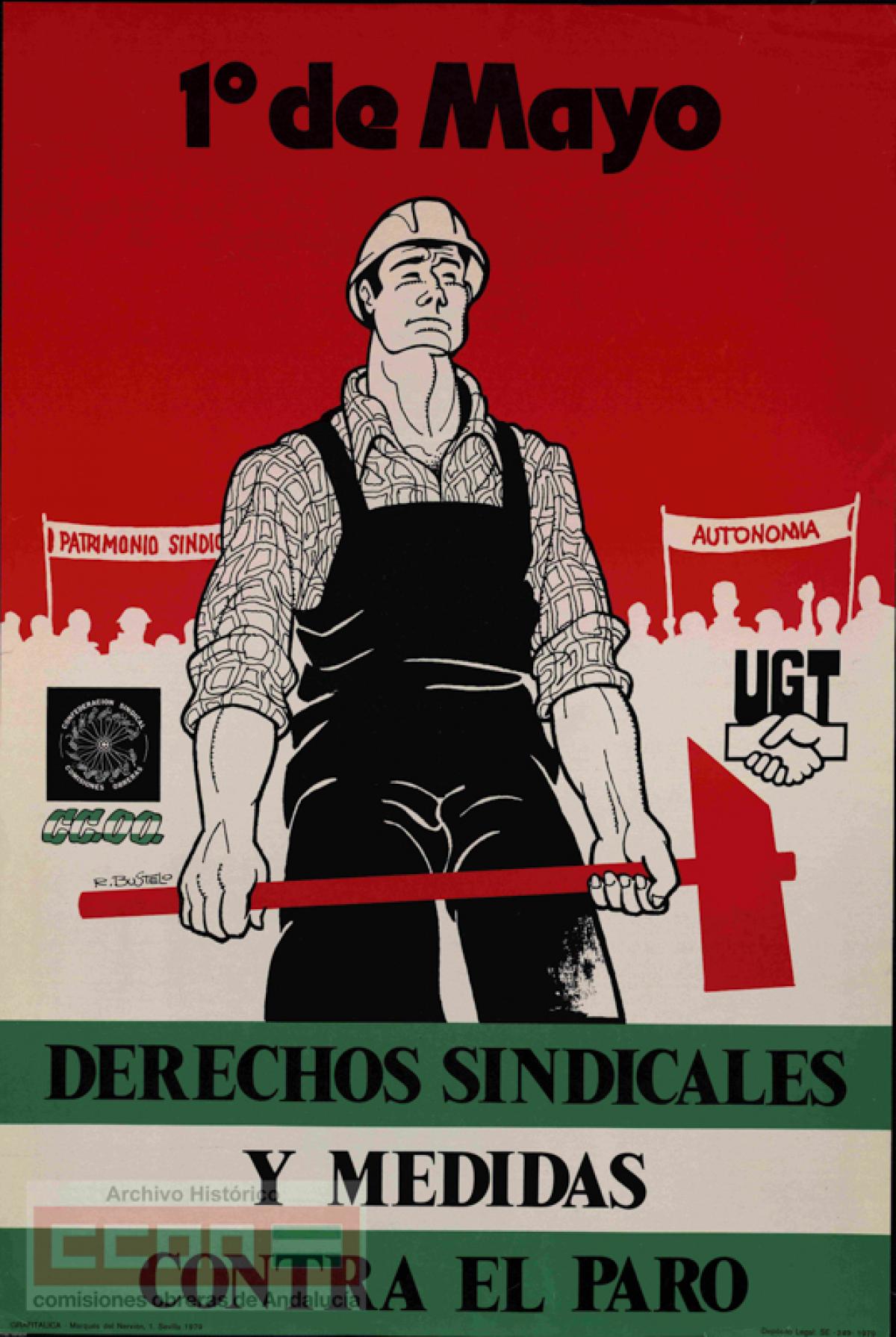 Cartel de CCOO de Andalucia para el 1 de Mayo de 1979