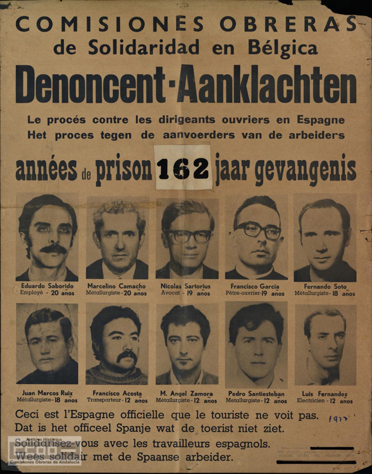 Cartel belga de solidaridad con los detenidos en el proceso 1001