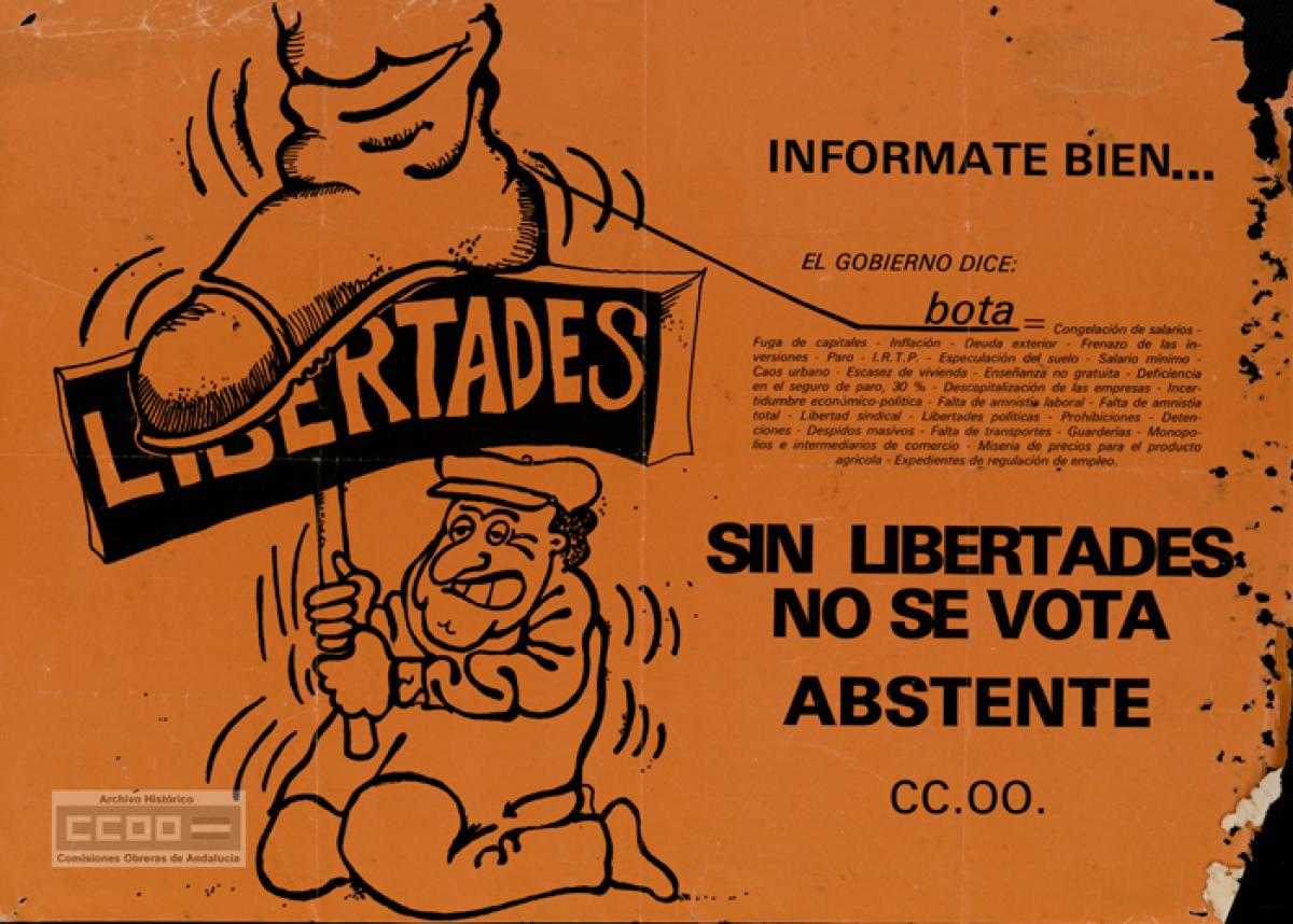 Uno de los acontecimientos clave de la transición fue el referéndum sobre el Proyecto de Ley para la Reforma Política, que tuvo lugar el 15 de diciembre de 1976, en el que se preguntó a los españoles sobre la aprobación, o no, de la Ley para la Reforma Política aprobada en las Cortes franquistas. Las organizaciones de izquierda que conformaban la oposición al franquismo pidieron la abstención porque lo consideraron “un referéndum sin libertad”, al no estar aún legalizados los partidos políticos y sindicatos.