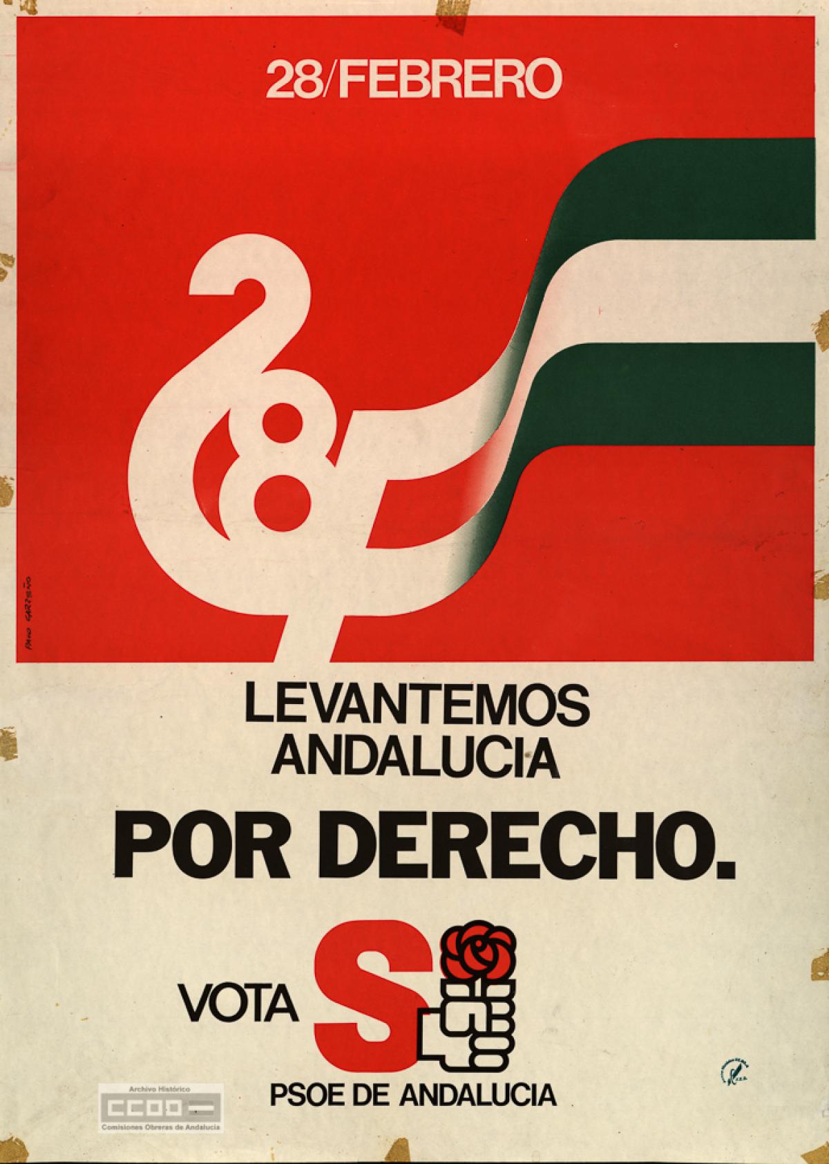 Cartel del PSOE de Andalucía por el Sí en el referéndum del 28F, 1980