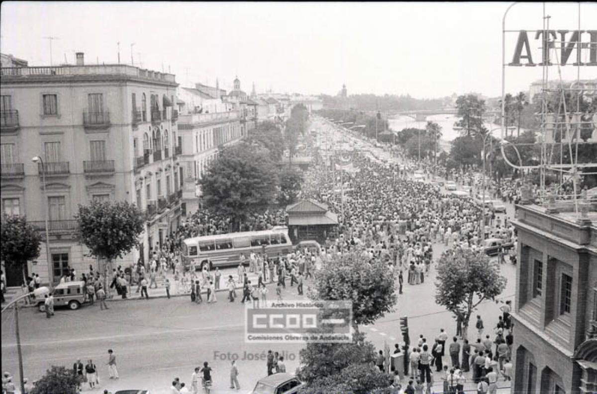 18. Manifestación por la Amnistía de los presos políticos. Sevilla, 12 de julio de 1976. Foto de José Julio Ruiz Benavides (AHCCOOA).