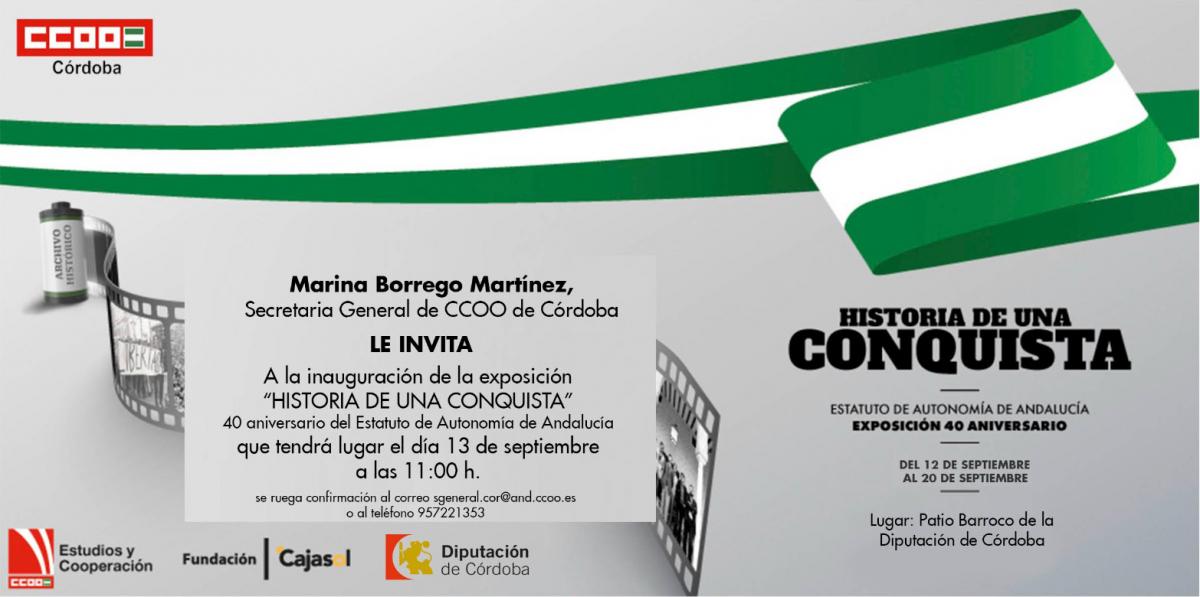 Tarjeta de invitación a la exposición sobre el Estatuto en Córdoba