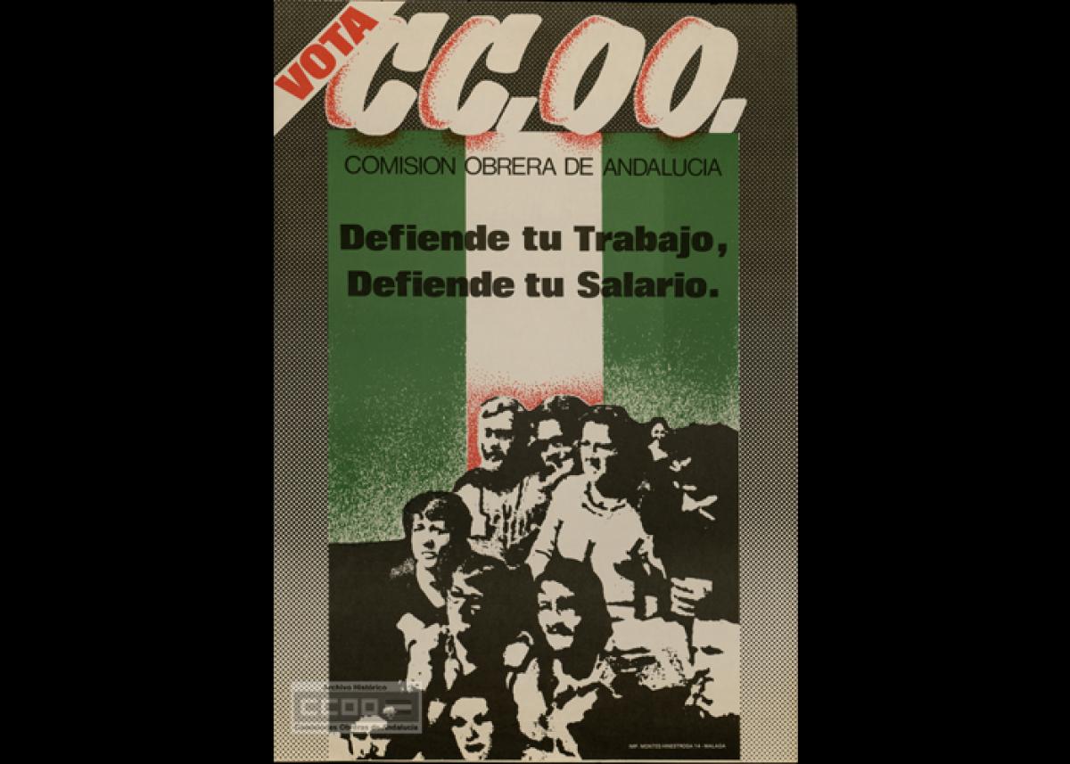 Las segundas elecciones sindicales celebradas en libertad fueron en 1980, CCOO se presentó con el lema “Defiende tu trabajo, defiende tu salario”.